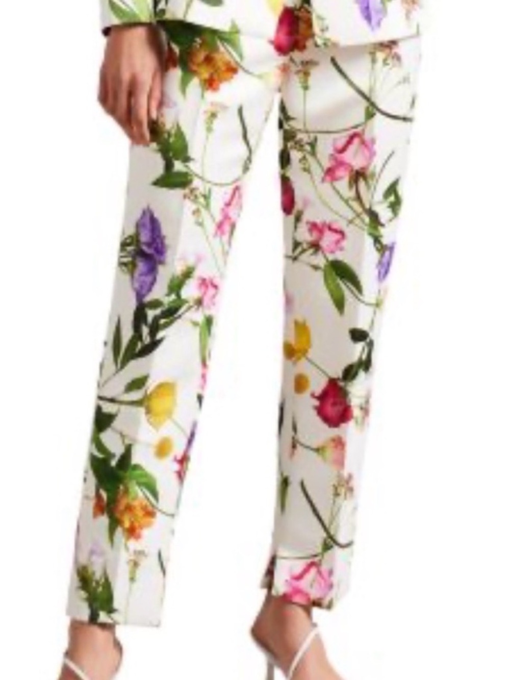 Ted Baker White Floral Straight-Leg Pants